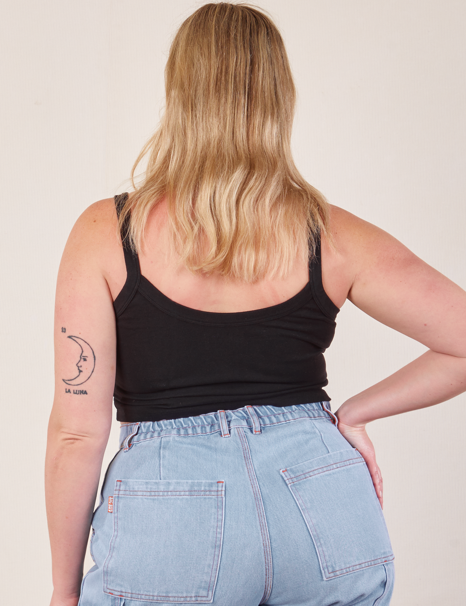 Cropped Cami in Basic Black back view on Lish