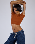Cropped Baby Tee - Burnt Terracotta