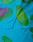 Paintstamped Pantry Button-Up in Lilypad vent close up on Ashley