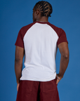 Back view of Produce Raglan Tee in Strawberry on Isaac