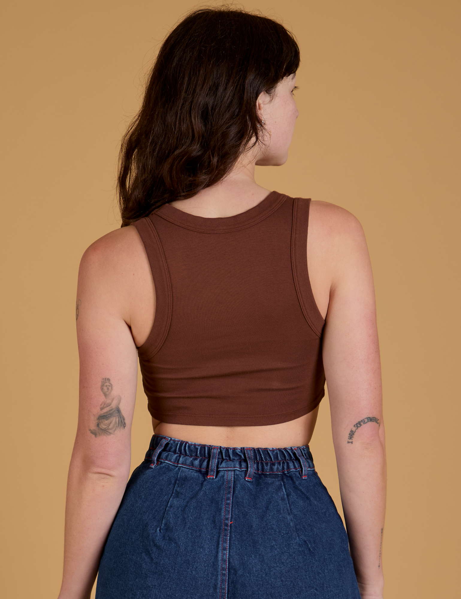 Mini Tank in Fudgesicle Brown back view on Alex