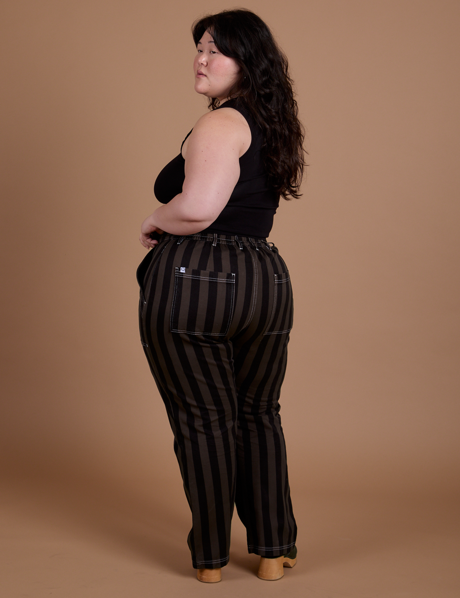 Black Stripe Work Pants - Espresso Brown