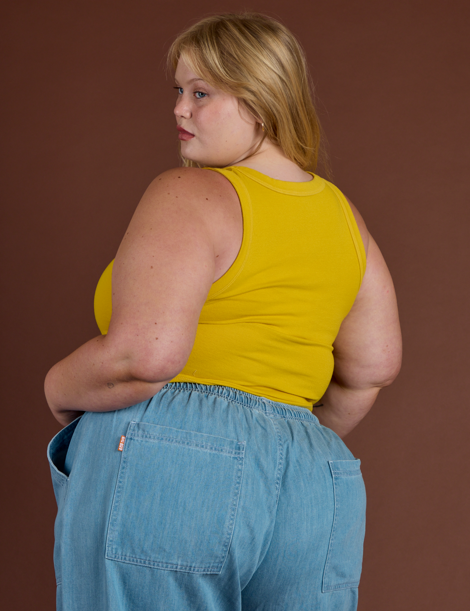 Icon Cropped Tank - Yellow Hibiscus