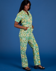 Angled front view of Spring Quilt Print Jumpsuit