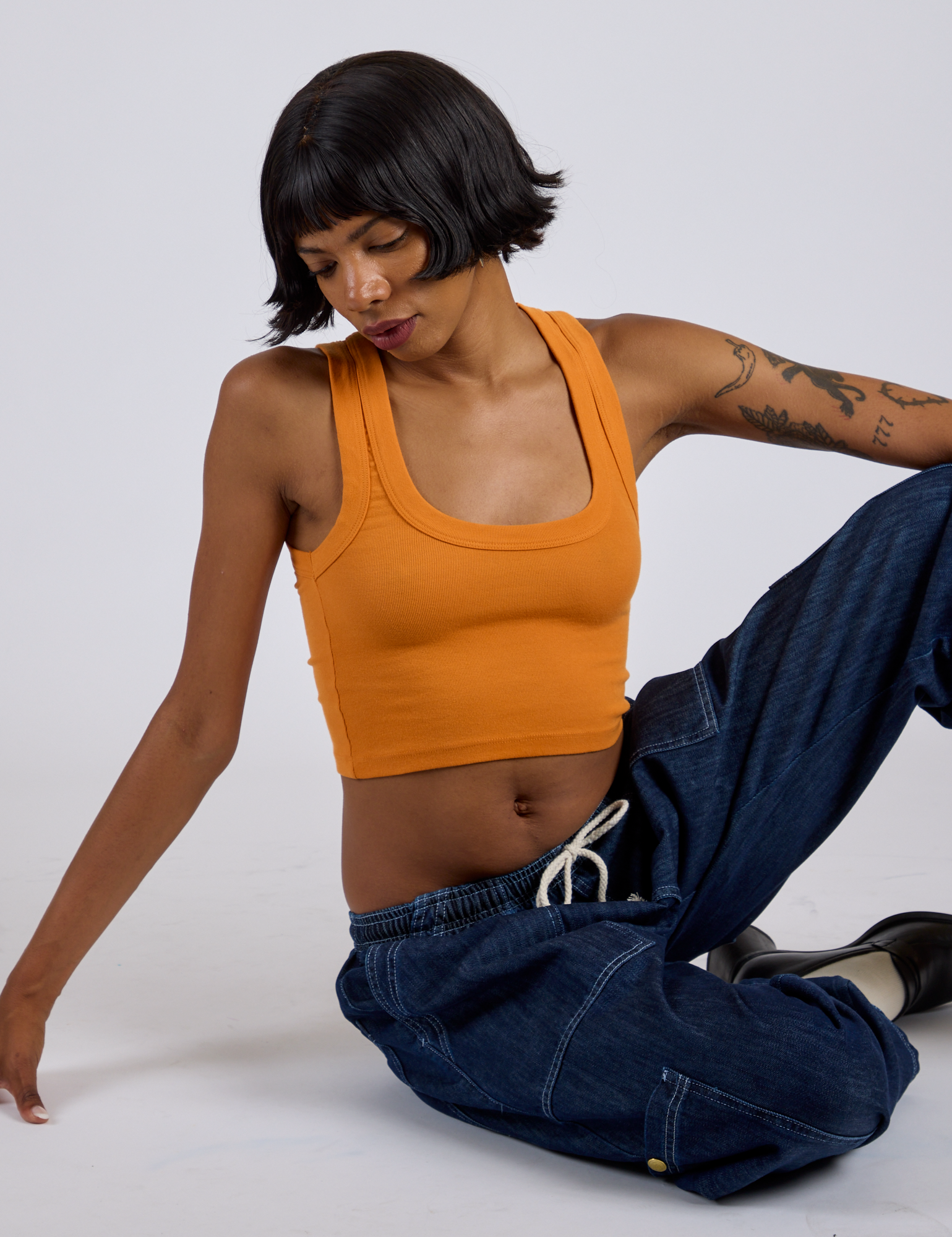 Cropped Tank Top - Creamsicle Orange
