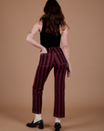 Black Stripe Work Pants - Red Wine