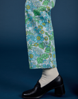 Winter Floral Print Work Pants pant leg close up on Madeline