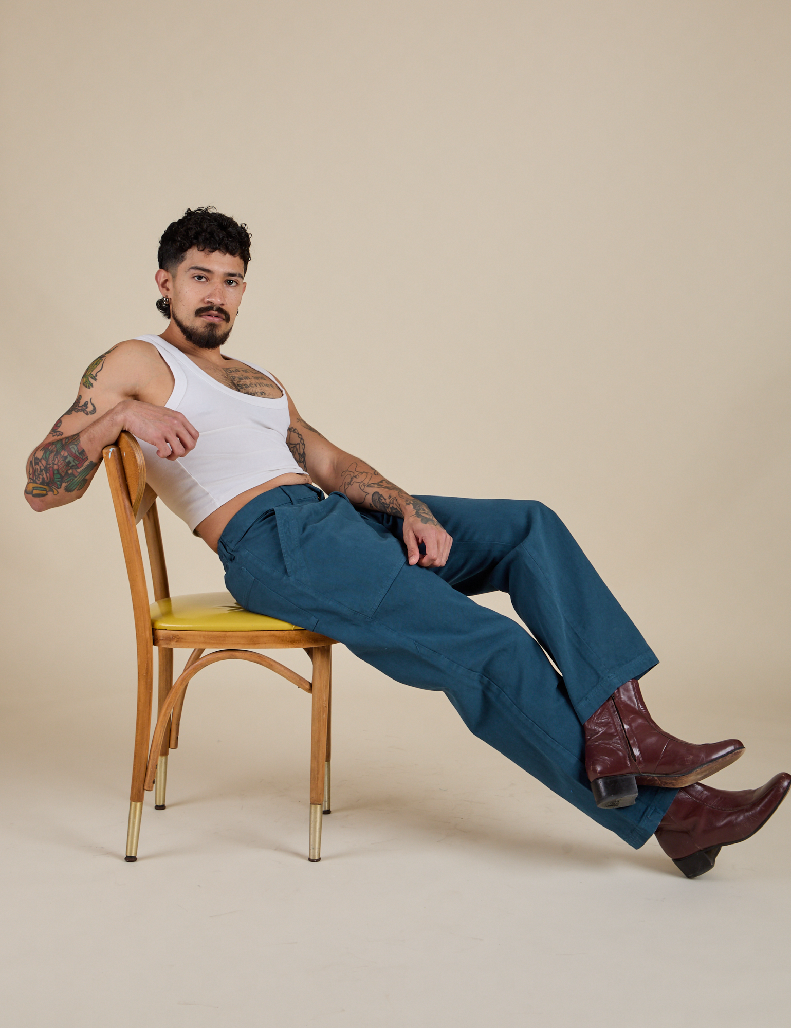Work Pants in Lagoon worn by Jesse