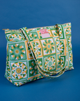 Angled view of Spring Quilt Printed XL Zip Tote