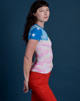 Side view of Airbrush Cloud Baby Tee on Alex