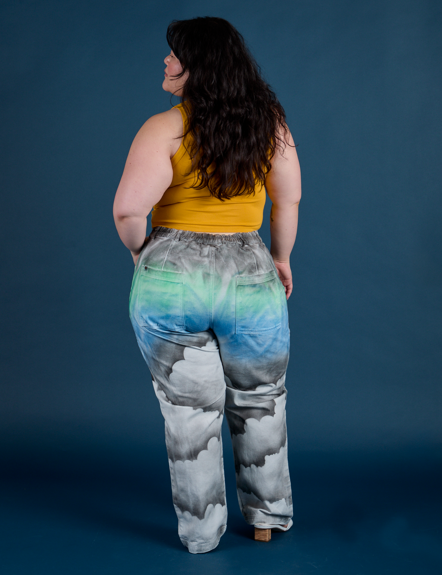 Work Pants in Night Sky Airbrush back view on Ashley