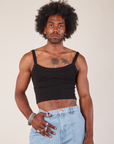 Jerrod is 6’3” and wearing S Cropped Cami in Basic Black