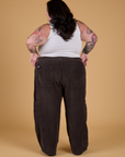 Corduroy Drop Pocket Cargo Pants in Espresso Brown back view on Sam