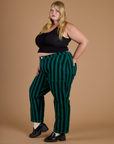 Black Stripe Work Pants - Hunter Green
