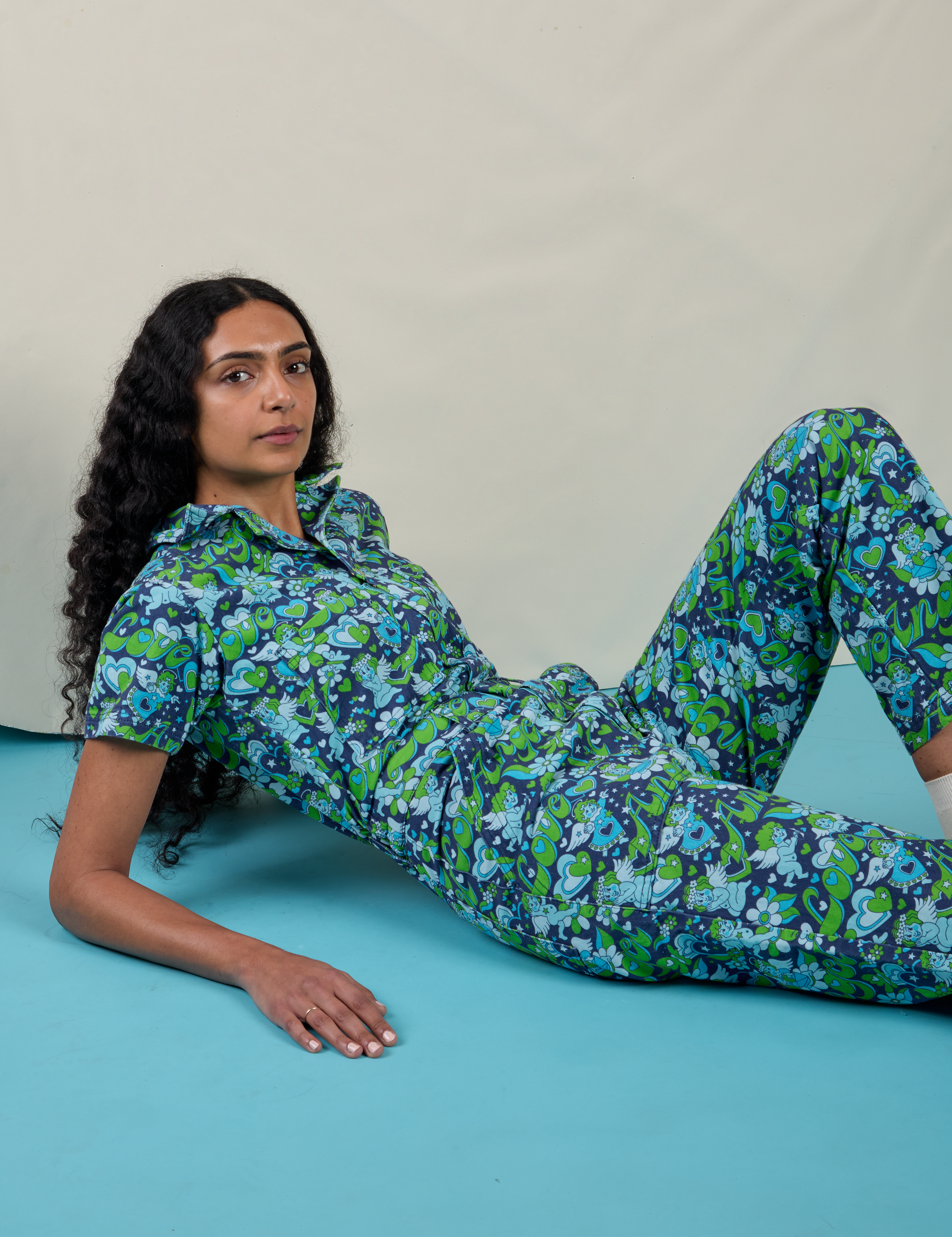 Shahana is wearing Angel Print Jumpsuit
