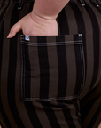 Black Stripe Work Pants - Espresso Brown