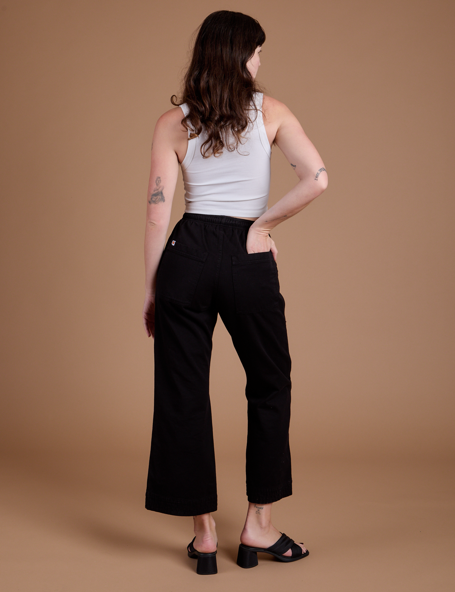 Organic Action Pants in Basic Black back view on Alex
