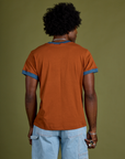 Vintage Ringer Tee in Burnt Terracotta back view on Jerrod