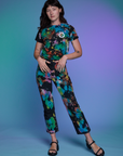 Alex is 5'8" and wearing P Classic Tee in Rainbow Magic Waters paired with matching Work Pants