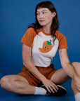 Produce Raglan Tee in Habanero on Alex