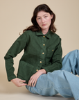 Denim Work Jacket in Swamp Green worn by Alex