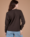 Long Sleeve Burly Tee in Espresso Brown back view on Alex