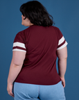 Painted Vintage Tee in Red Wine back view on Ashley