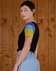 Side view of Calypso Tee in Black Multi on Alex
