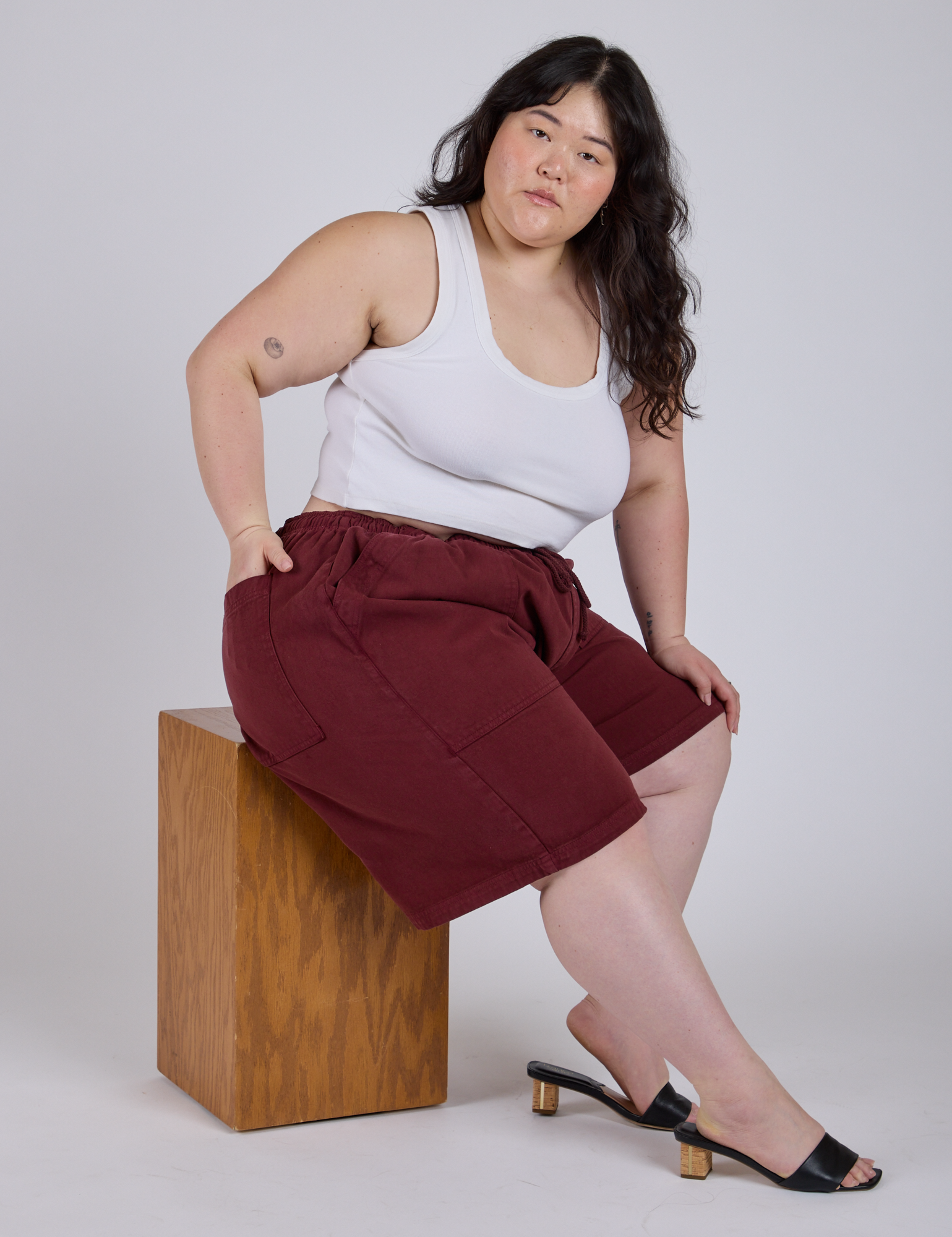 Drawstring Shorts - Red Wine