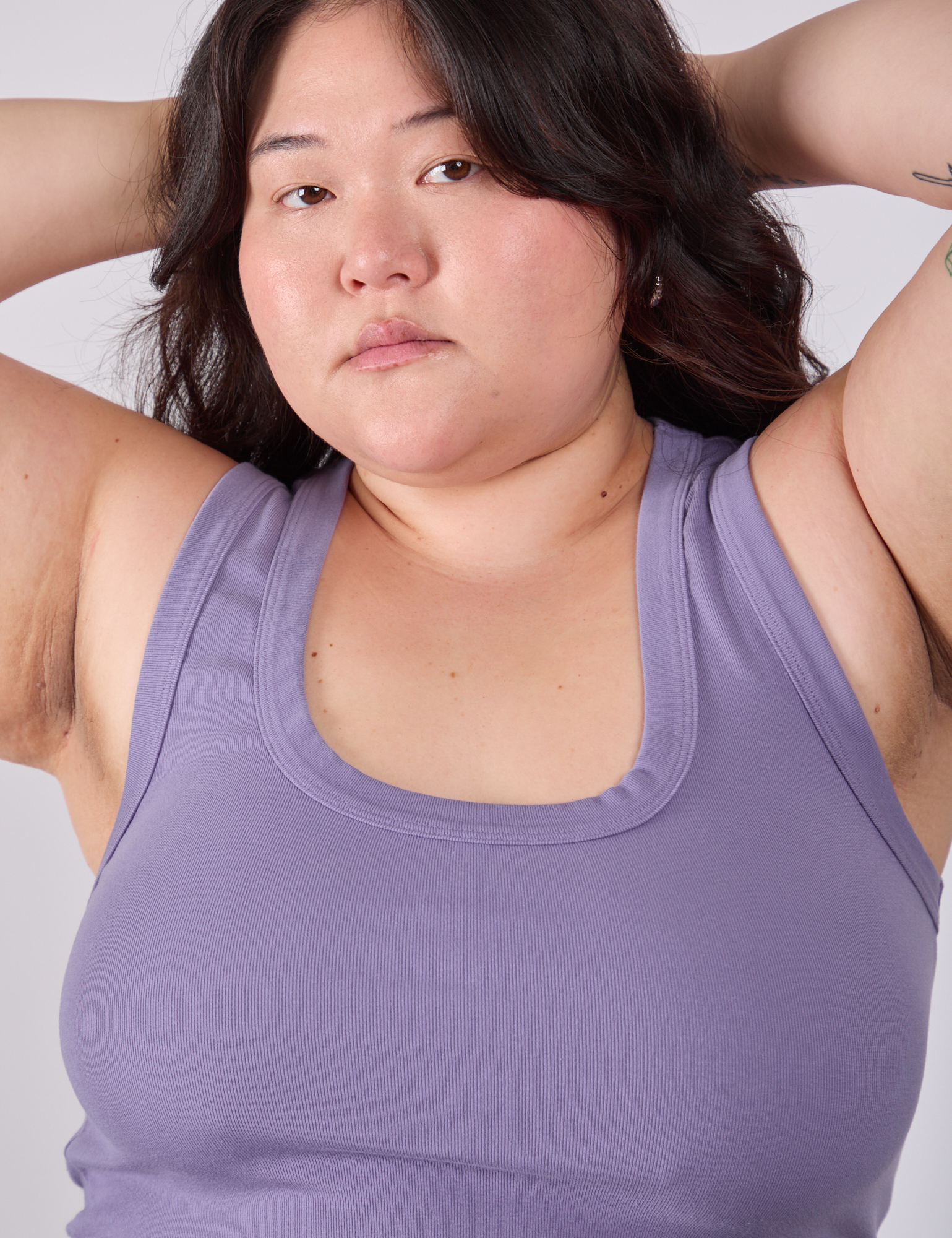 Cropped Tank Top in Faded Grape front close up on Ashley