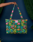 Pond Party Printed XL Zip Tote held by model