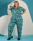 Juliet is 5’7” and wearing 2XL Angel Print Jumpsuit