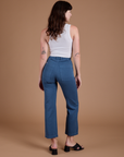 Organic Work Pants in French Blue back view on Alex