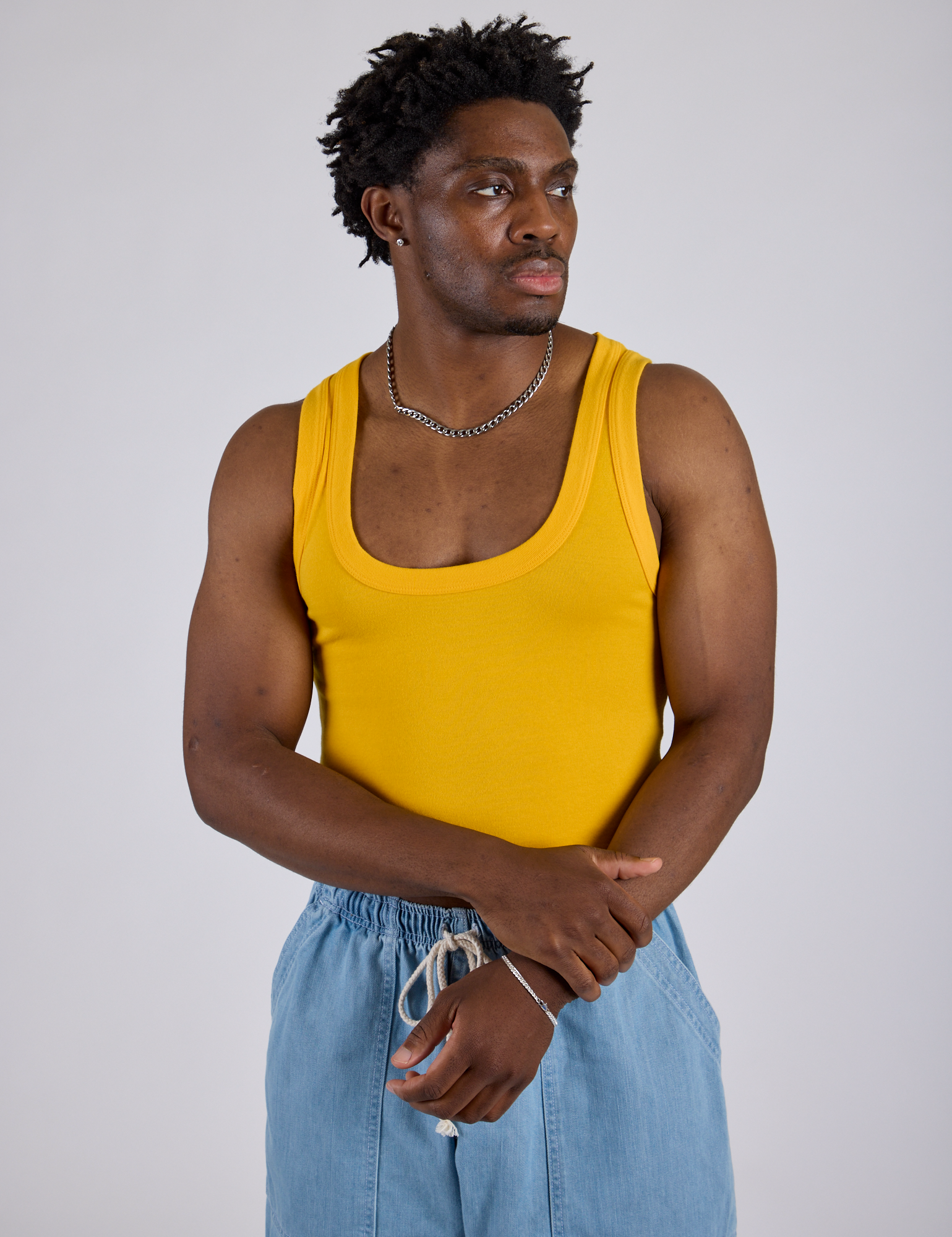 Cropped Tank Top in Sunshine Yellow on Isaac