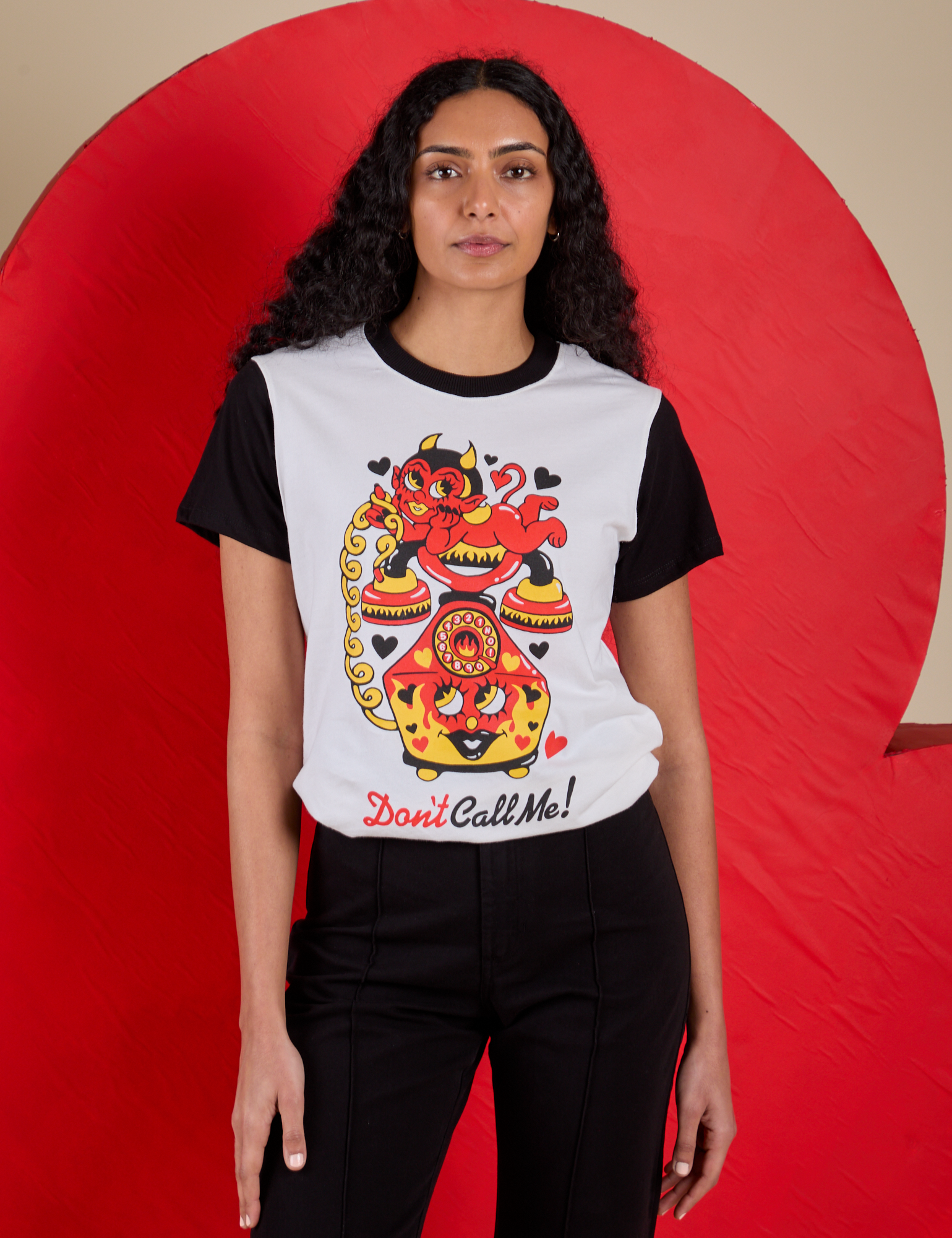 Shahana is 5’10 and wearing P Vintage Tee in Don't Call Me