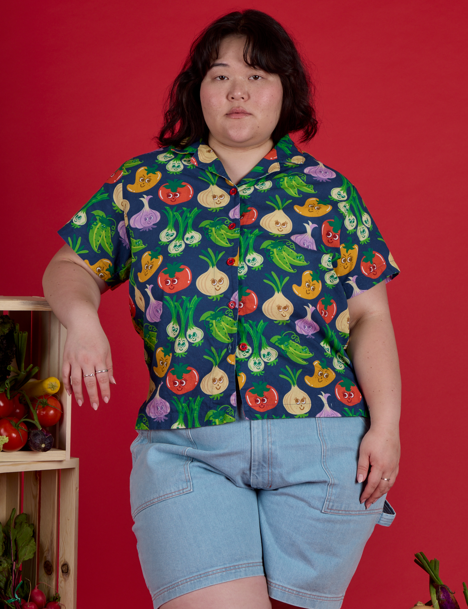 Veggie Village Pantry Button-Up