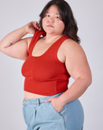 Cropped Tank Top in Mustang Red side view on Ashley
