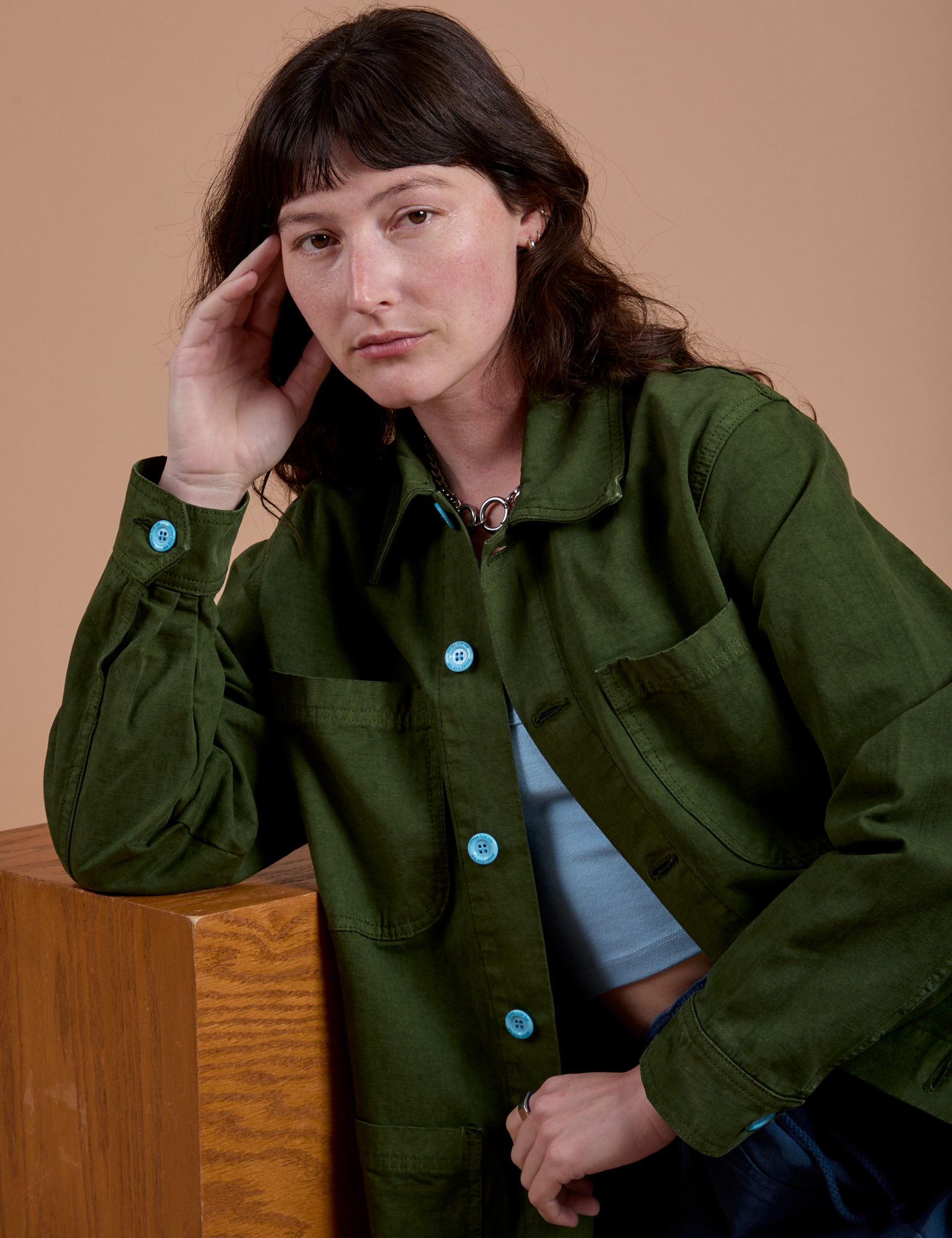 Ripstop Field Coat in Evergreen worn by Alex