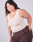 Tank Top in Vintage Tee Off-White angled front view on Ashley