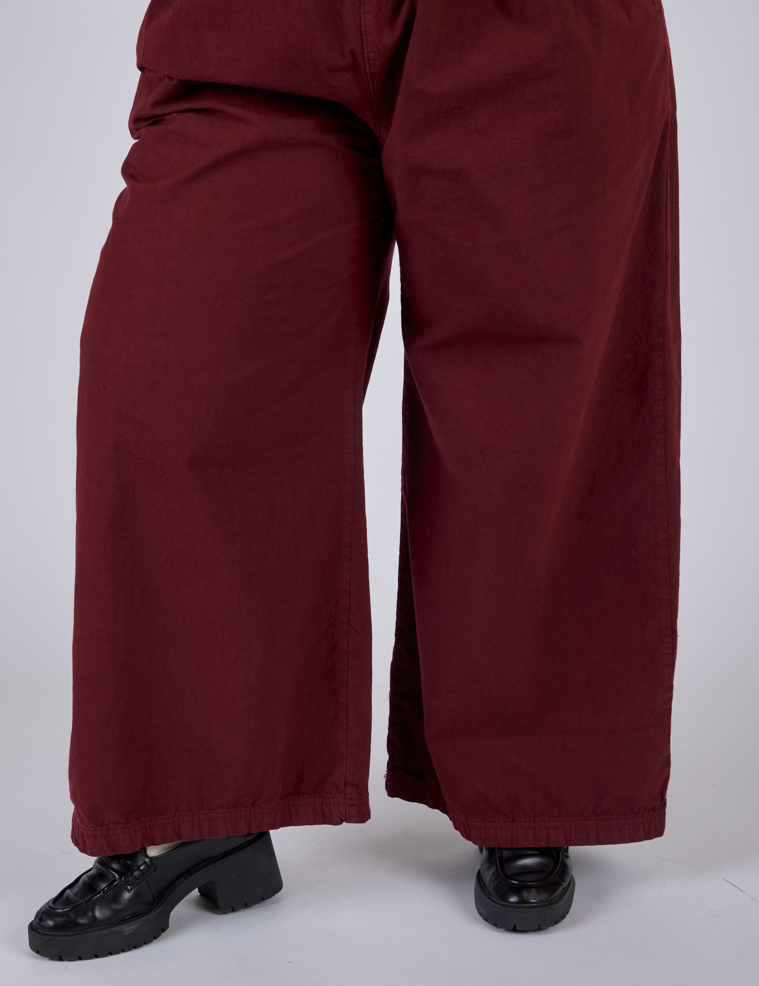 Pleated Pull-On Pants - Red Wine