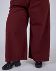 Pleated Pull-On Pants - Red Wine