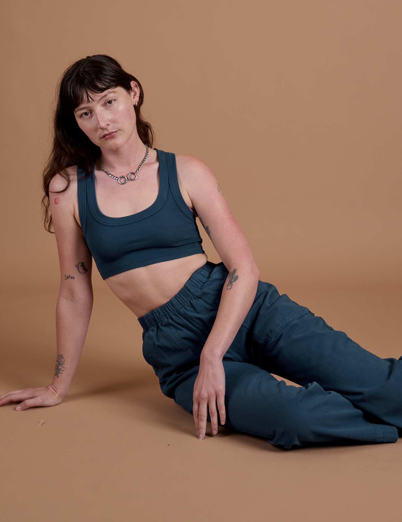 Action Pants in Lagoon and lagoon Mini Tank on Alex