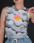 Front close up of the Dark Cloud Airbrush Muscle Tee worn by Alex
