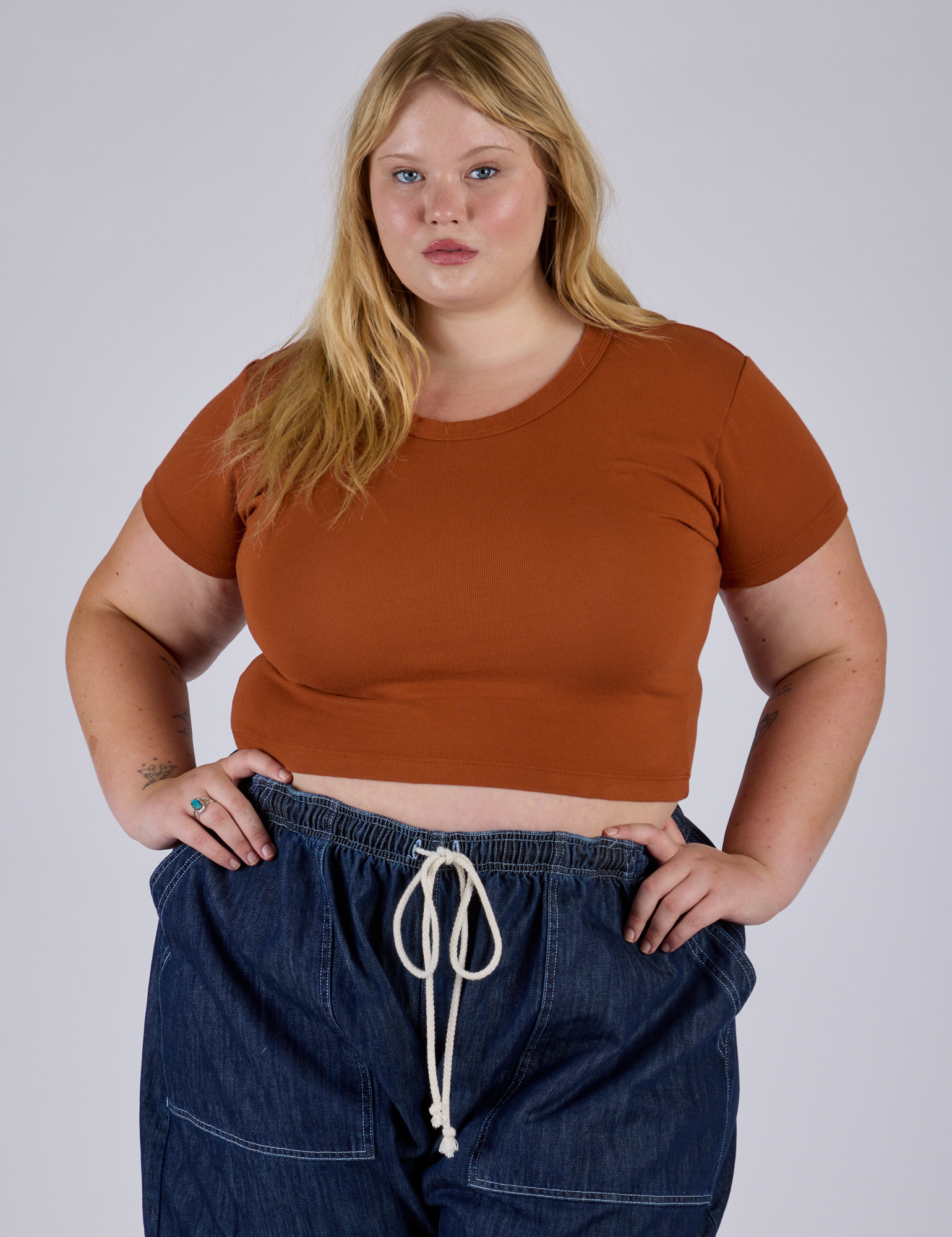 Cropped Baby Tee - Burnt Terracotta
