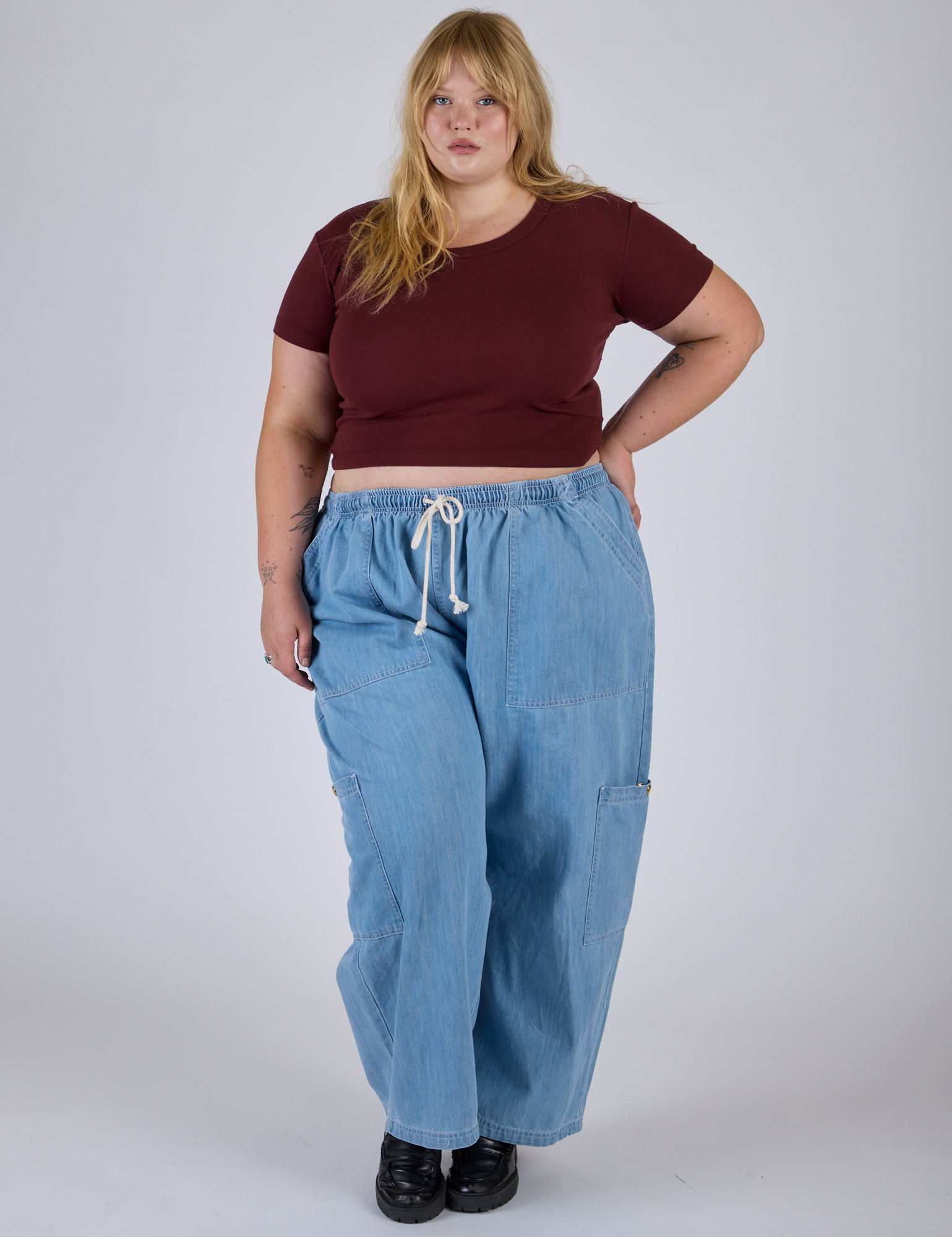 Cropped Baby Tee - Red Wine