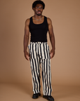 Black Stripe Work Pants - Natural