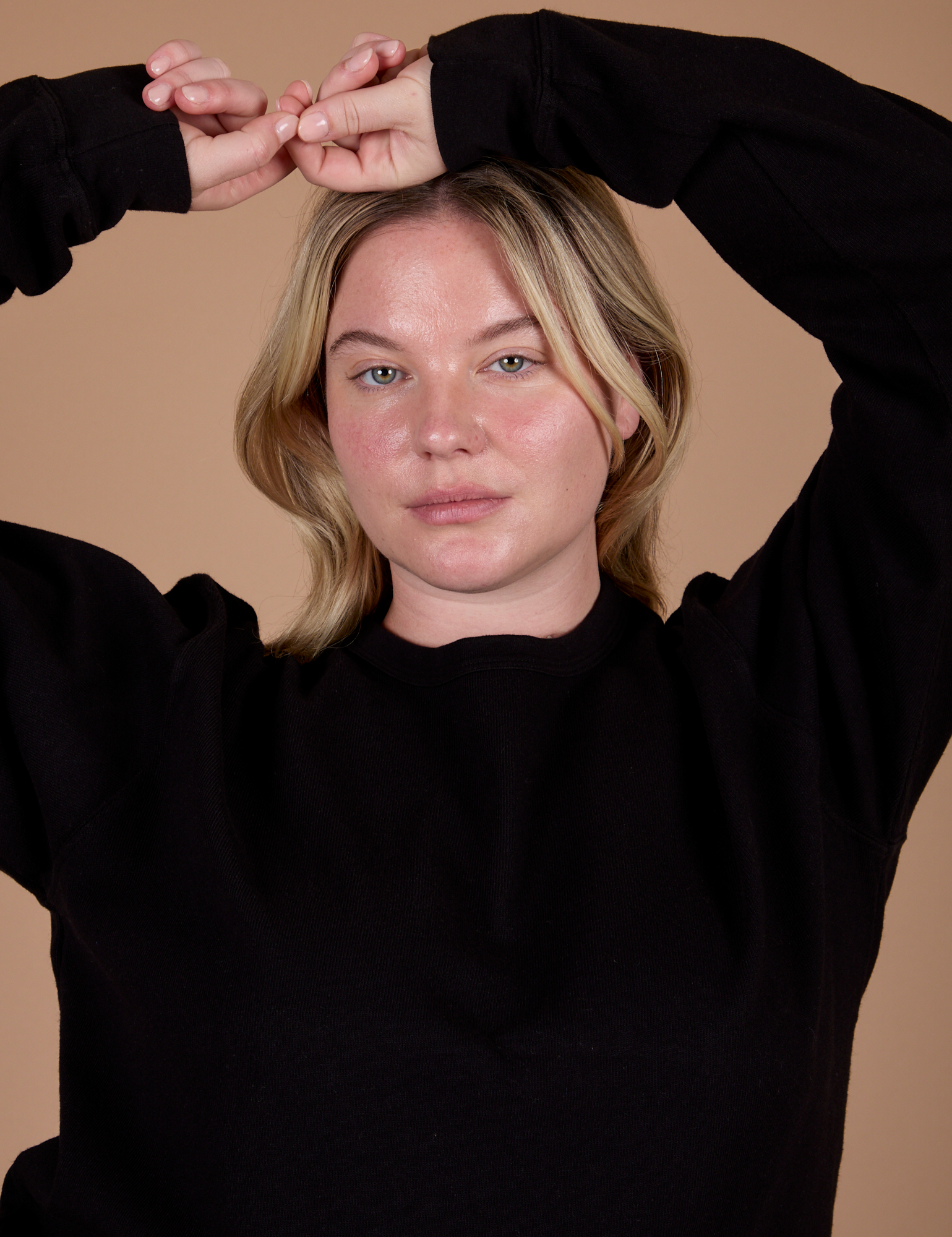 Long Sleeve Burly Tee in Basic Black front close up on Lish