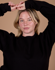 Long Sleeve Burly Tee in Basic Black front close up on Lish