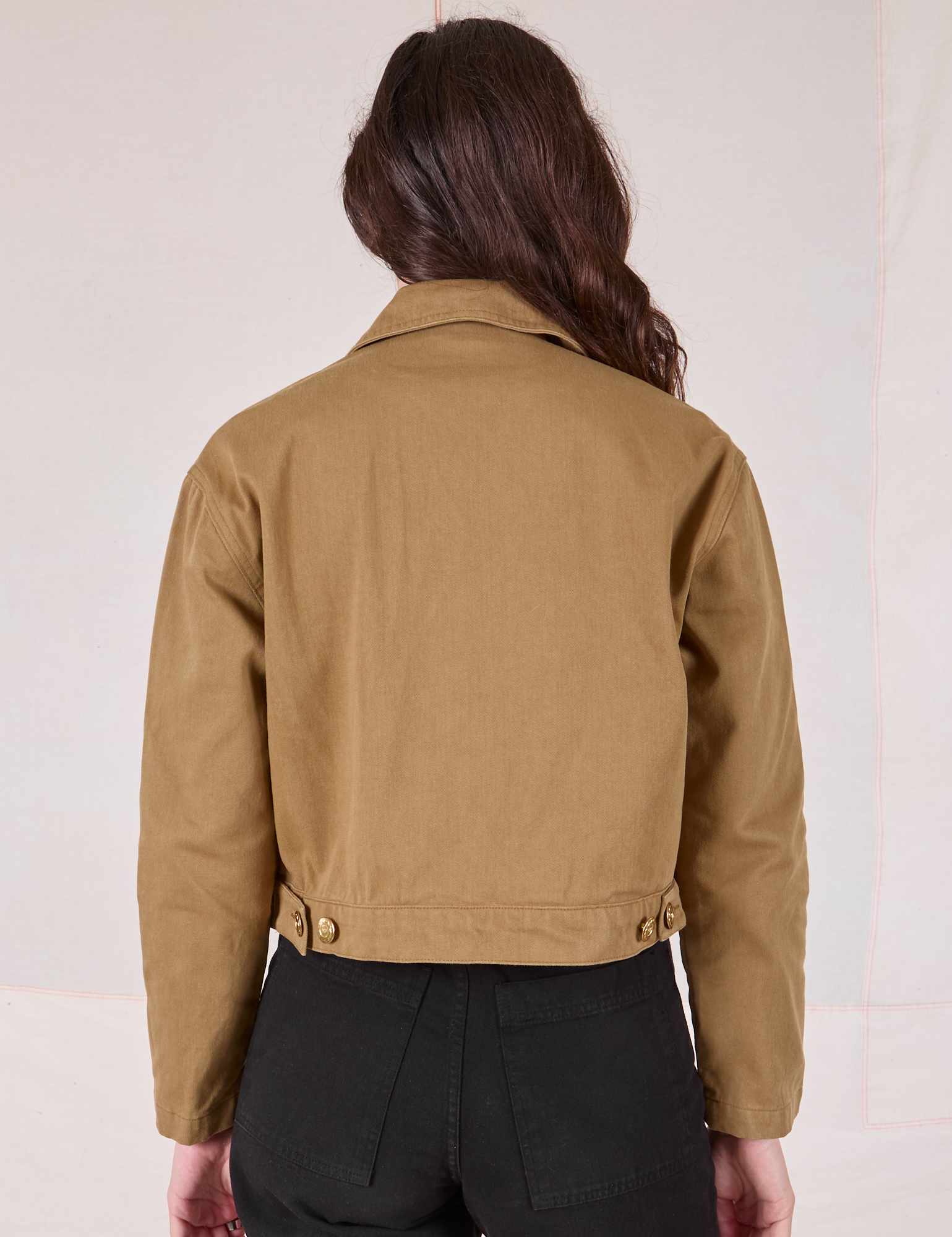 Mechanic Jacket in Desert Brown back view on Alex