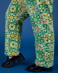 Side view close up of Work Pants in Spring Quilt Print pant legs